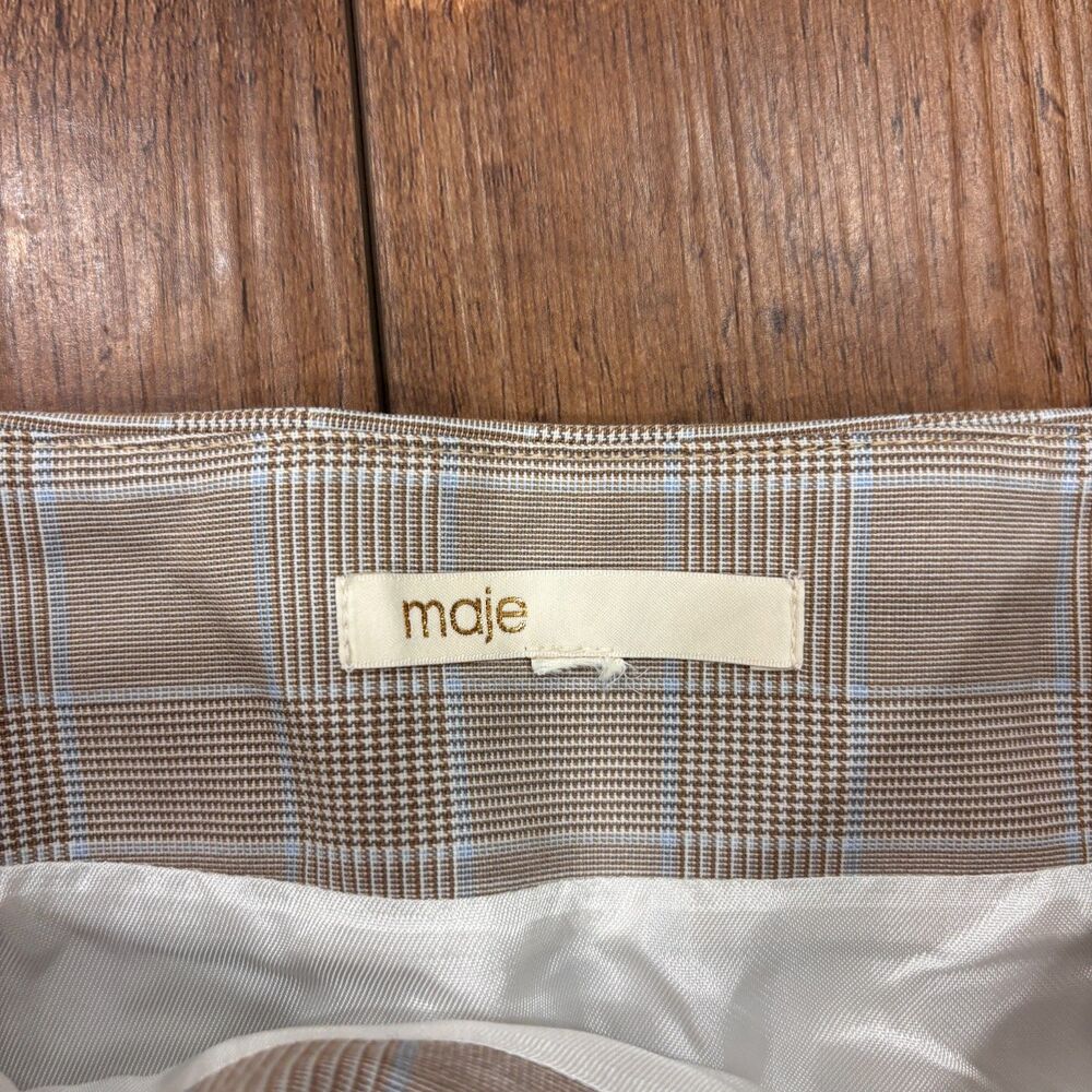 Maje Jikam Plaid Layered Belted Mini Skirt Women's Size 2 EUC Preppy Workwear - Picture 3 of 8